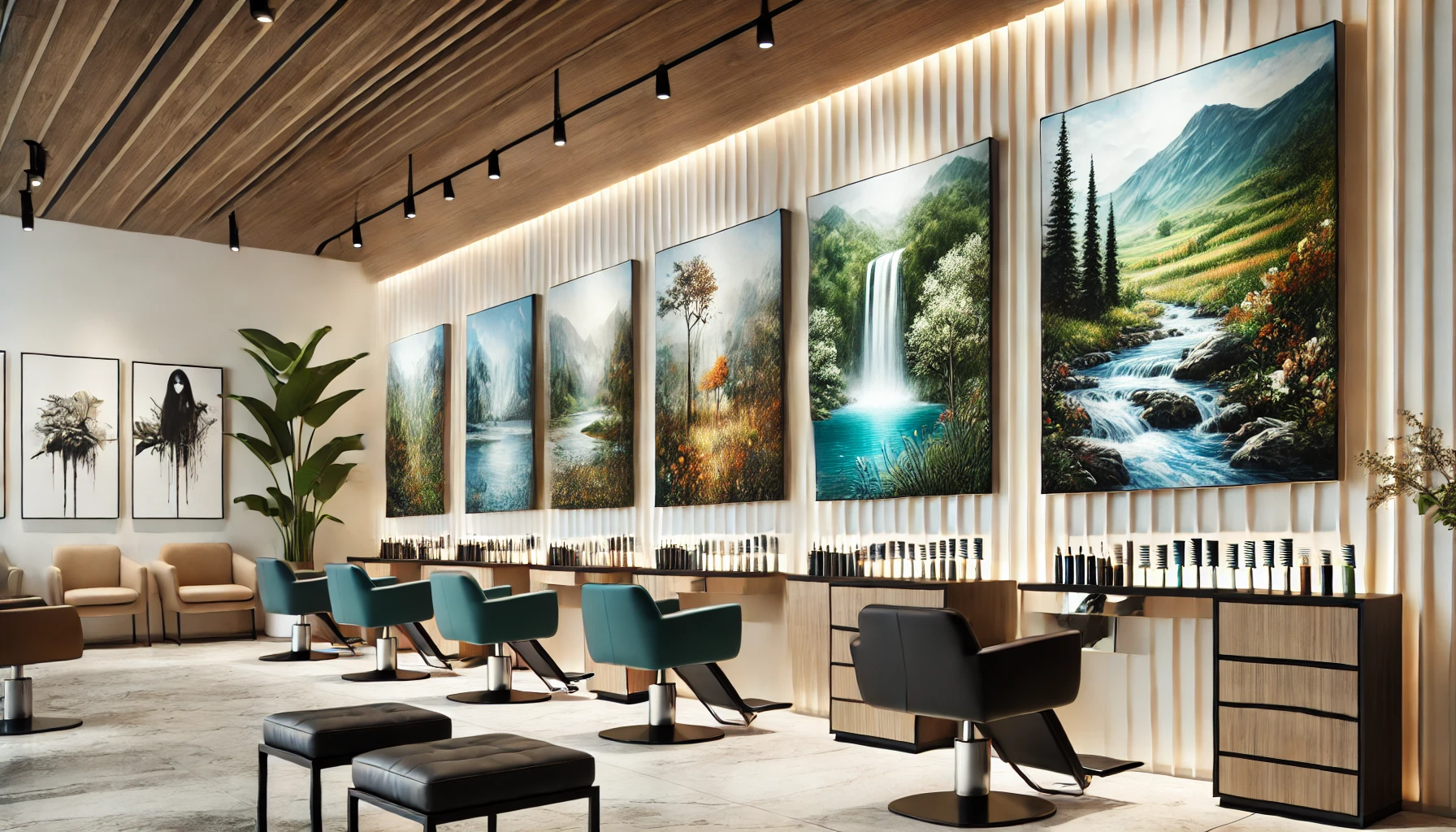 về tranh trang trí salon tóc