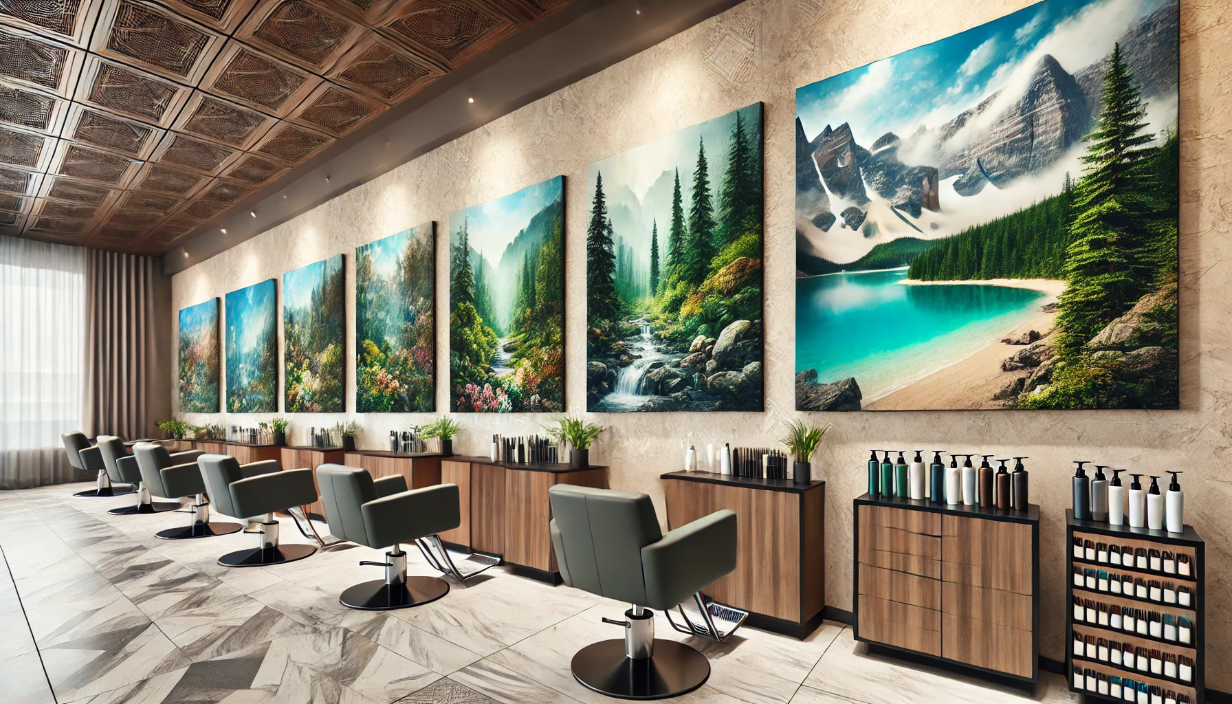 về tranh trang trí salon tóc