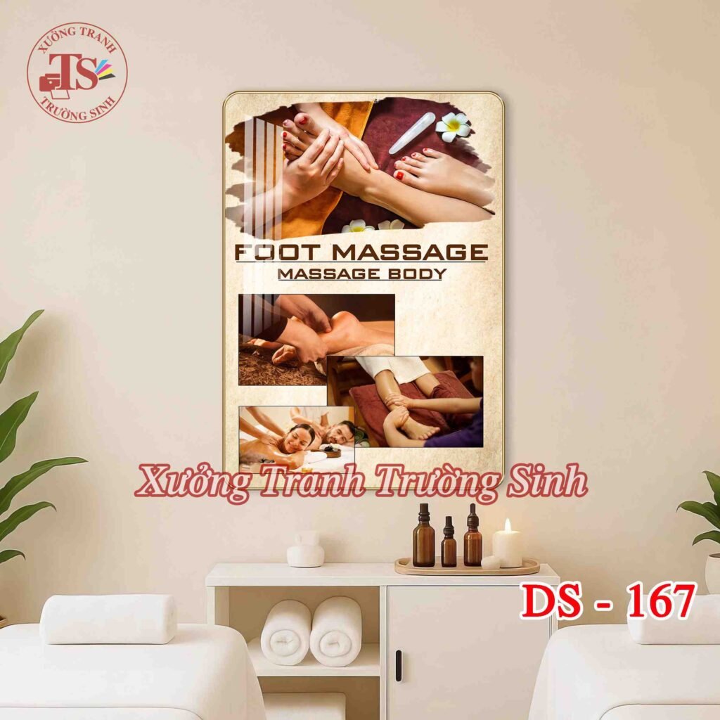 Trang Tráng Gương Treo Tường Tiệm Spa Dưỡng Sinh, Tranh Massage Chân, Tranh Massage Foot