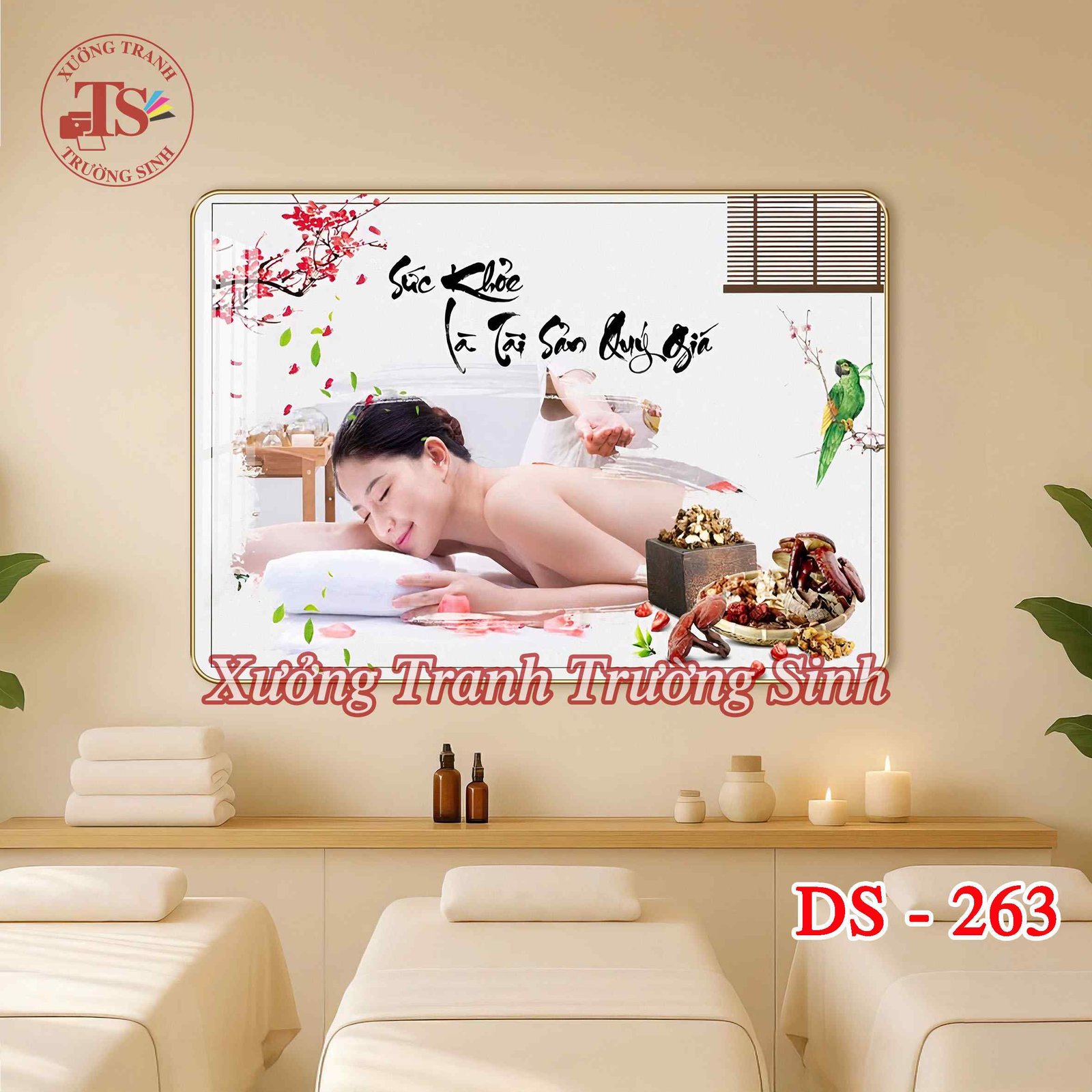 Tranh Dưỡng Sinh Chăm Sóc Sức Khỏe Cổ Vai Gáy, Body – Tranh Tráng Gương Treo Tường