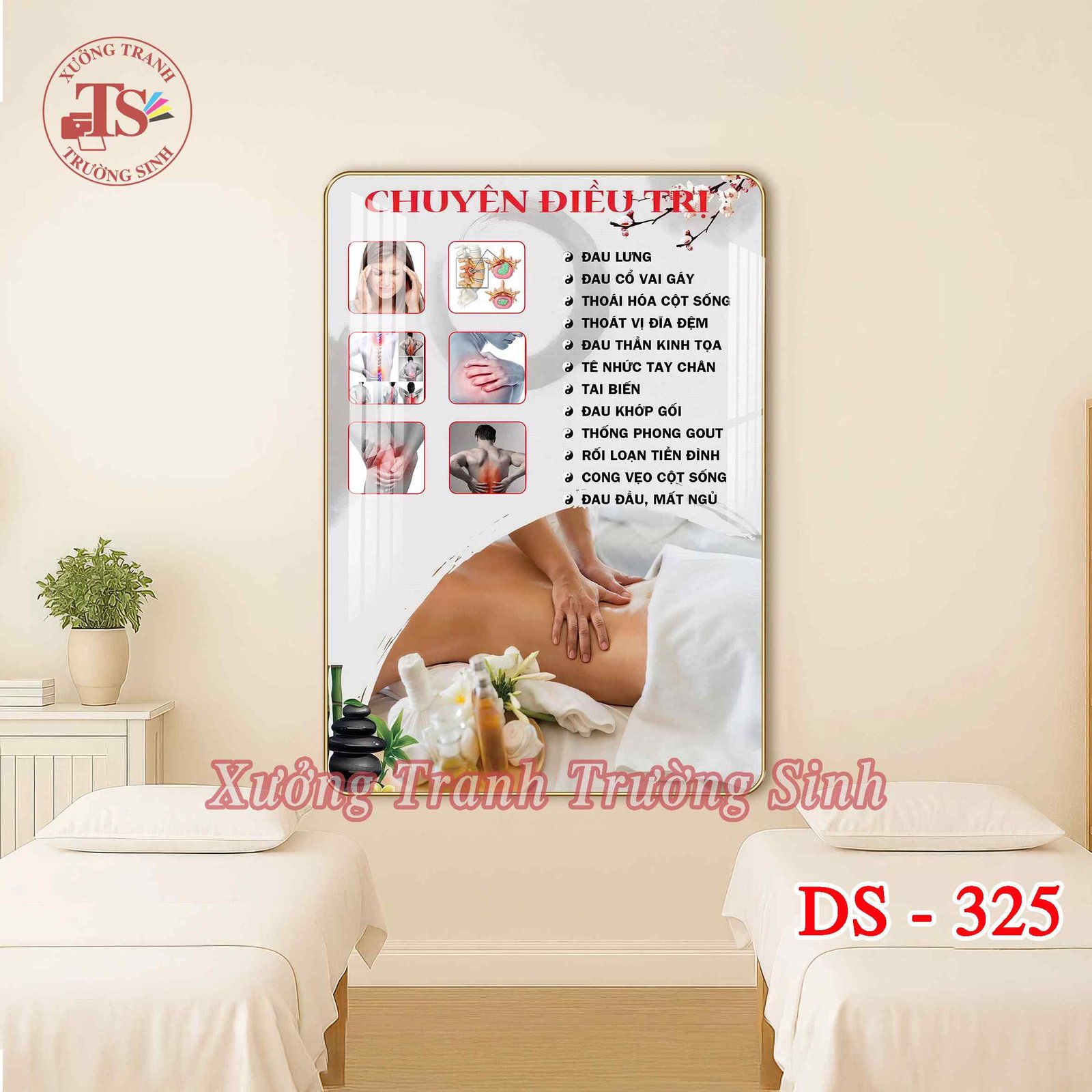Tranh Massage Tranh Dưỡng Sinh, Trị Liệu Vùng Đầu, Cổ Vai Gáy – Tranh Tráng Gương Treo Tường