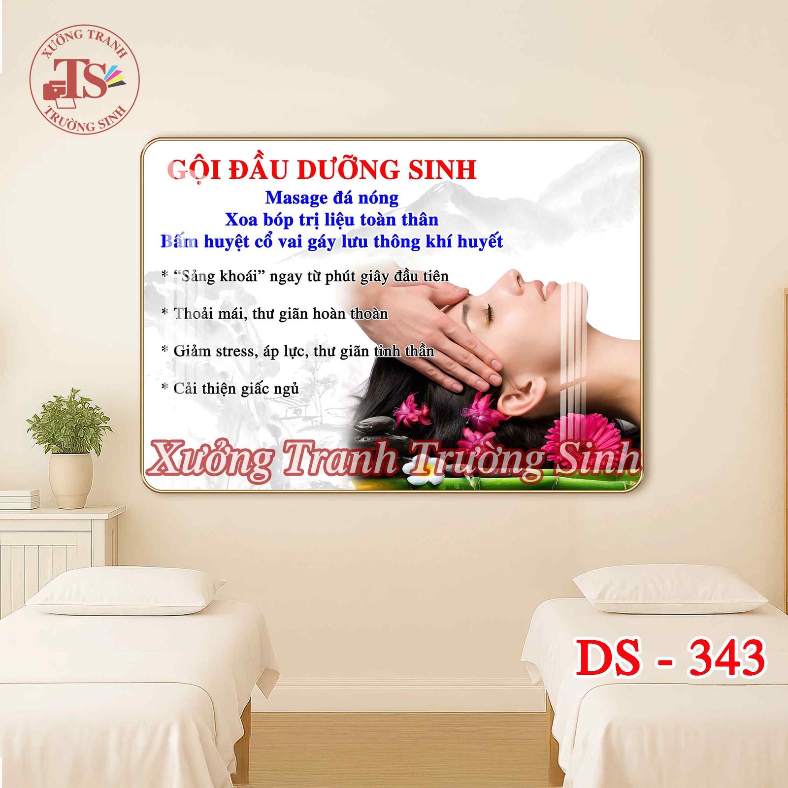 Tranh Dưỡng Sinh Đông Y, Gội Đầu Dưỡng Sinh – Tranh Tráng Gương Treo Tường