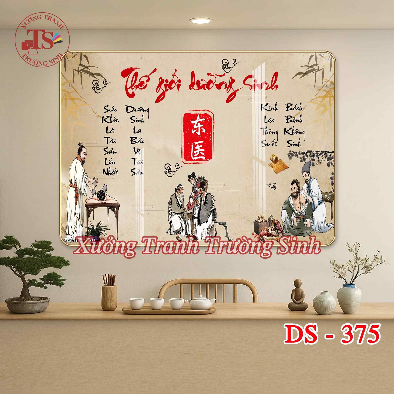 Tranh Dưỡng Sinh Đông Y, Massage, Xoa Bóp – Tranh Tráng Gương Treo Tường