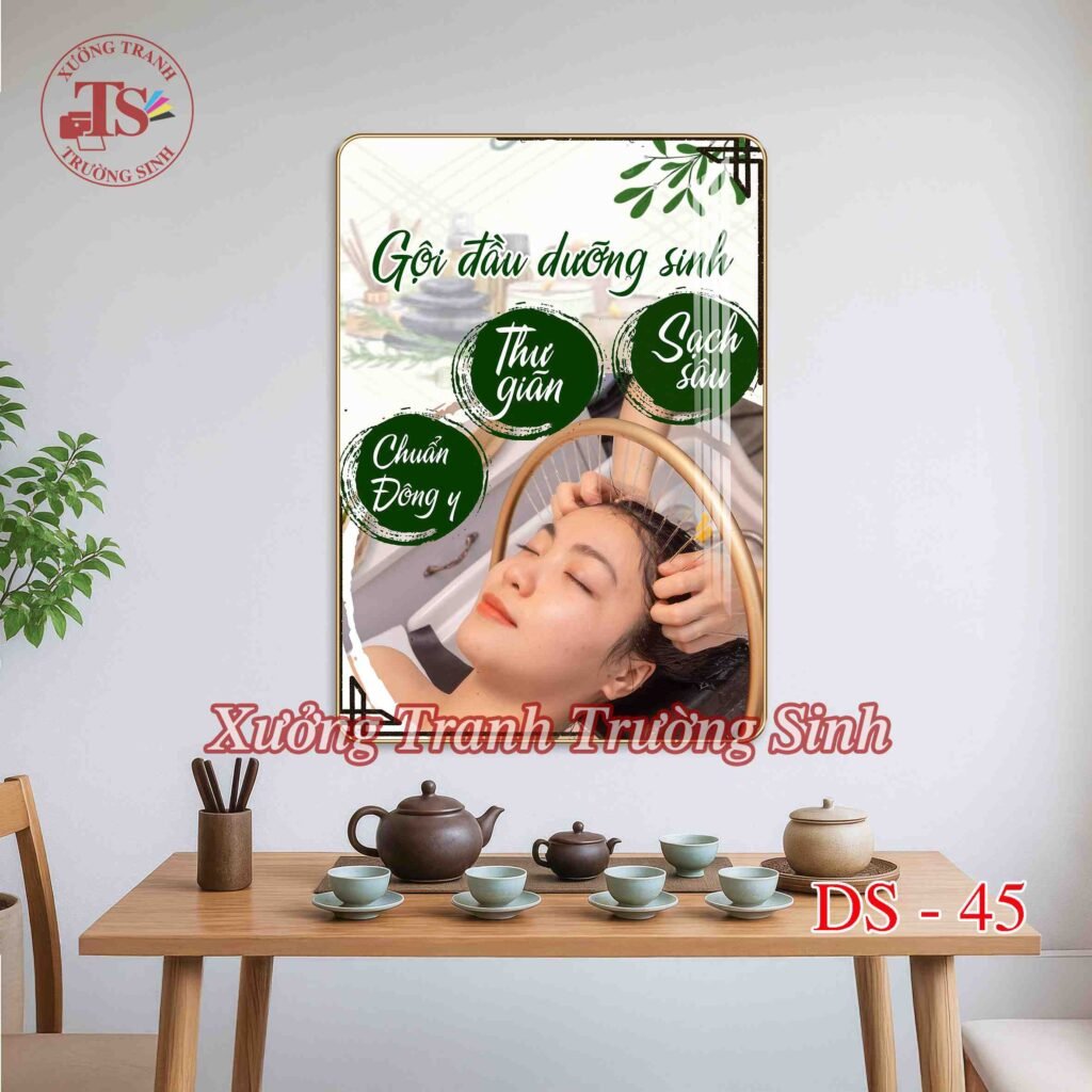 Tranh Gội Đầu Dưỡng Sinh, Gội Đầu Thư Giãn, Massage Chuyên Nghiệp – Tranh Tráng Gương Treo Tường