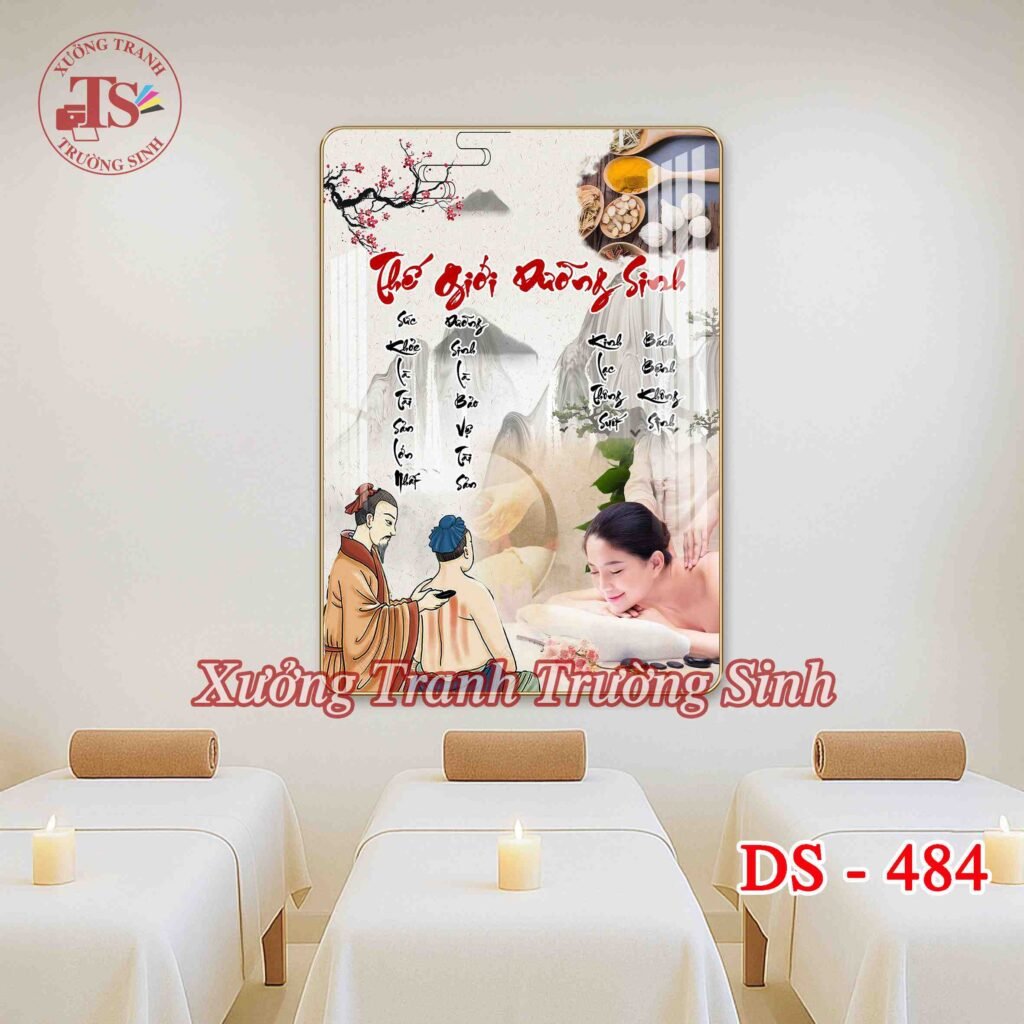 Tranh Dưỡng Sinh Đông Y, Chăm Sóc Cổ Vai Gáy – Tranh Tráng Gương Treo Tường