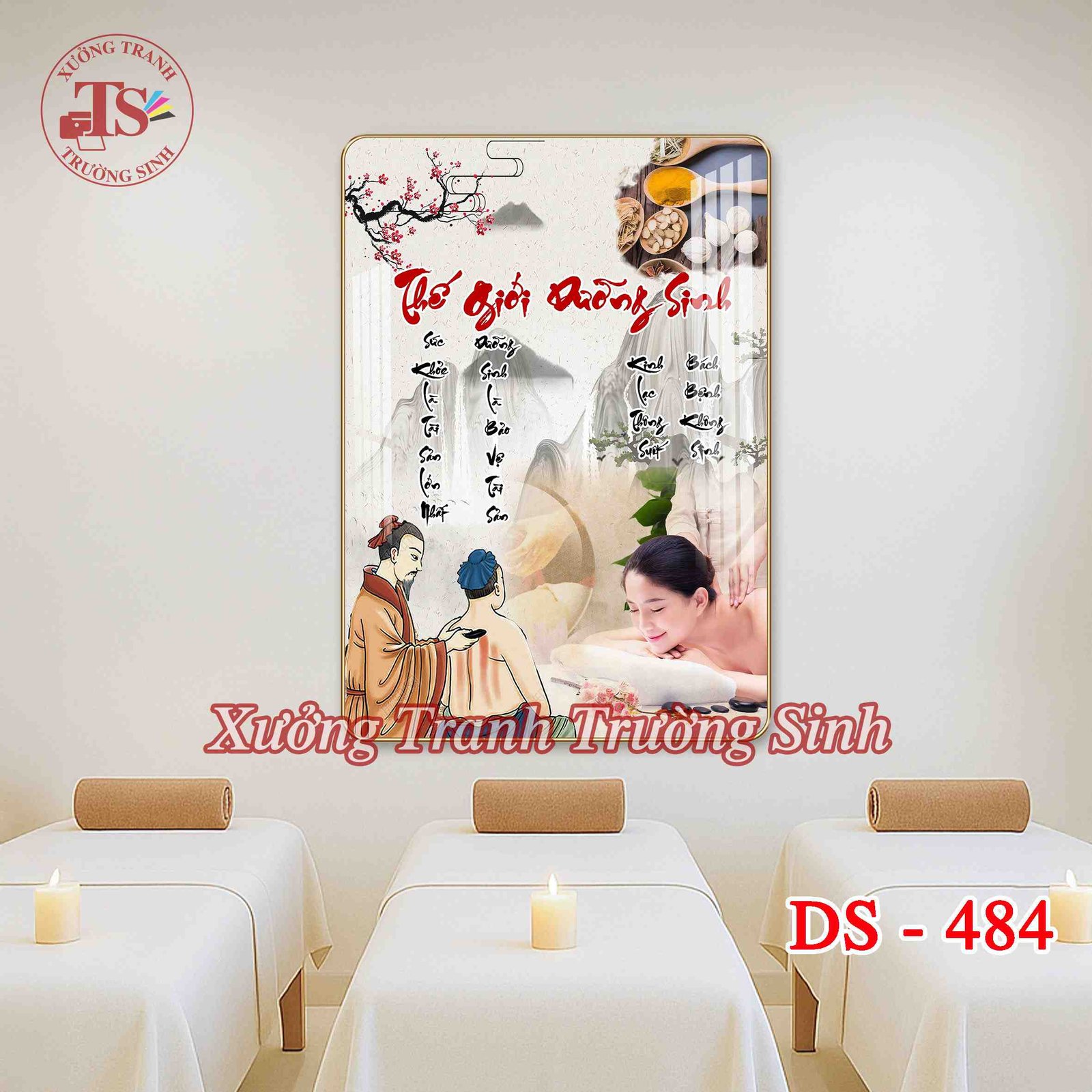 Tranh Dưỡng Sinh Đông Y, Chăm Sóc Cổ Vai Gáy – Tranh Tráng Gương Treo Tường