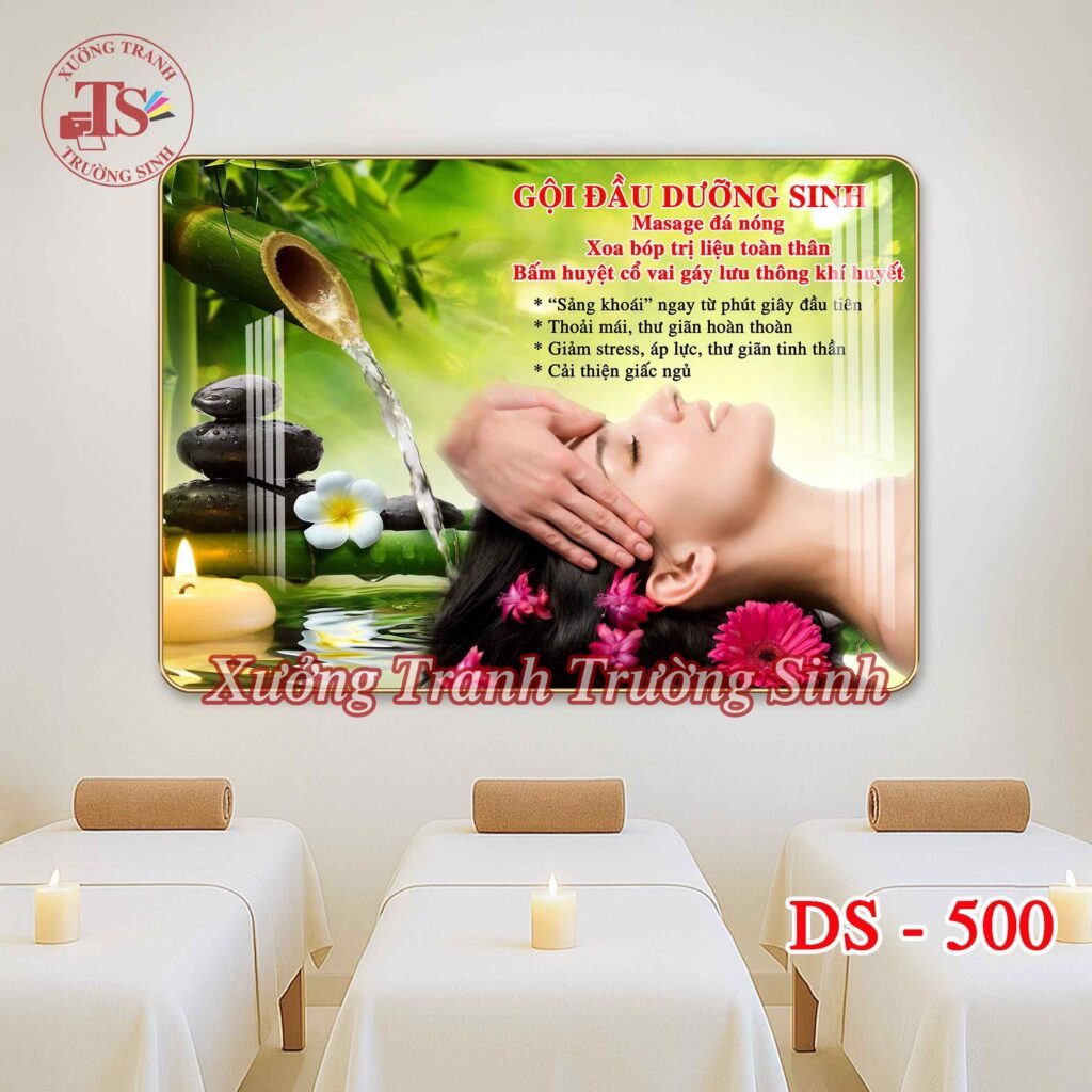 Tranh Tráng Gương Treo Tường Spa Dưỡng Sinh, Tranh Gội Đầu Dưỡng Sinh